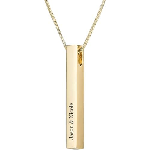 Personalized Mothers Necklace with Kids Names — Sterling Silver Bar Necklace - image 1