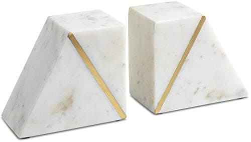 Cork & Mill Marble Bookends with Brass Inlay (Set of 2) - image 1