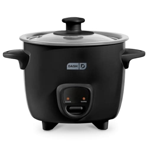 Dash Mini Rice Cooker | Small Rice Maker, 2 Cups Cooked / 1 Cup Uncooked, Ceramic Nonstick Removable Pot, Keep Warm Function, Compact and Portable for Dorm, Travel, Single Serve, Black