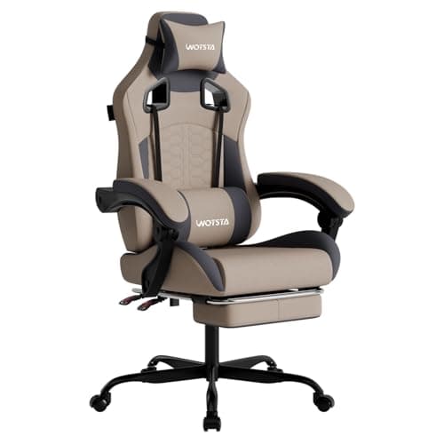 WOTSTA Gaming Chair with Massage,Ergonomic PC Gaming Chair with Footrest Comfortable Headrest and Lumbar Support