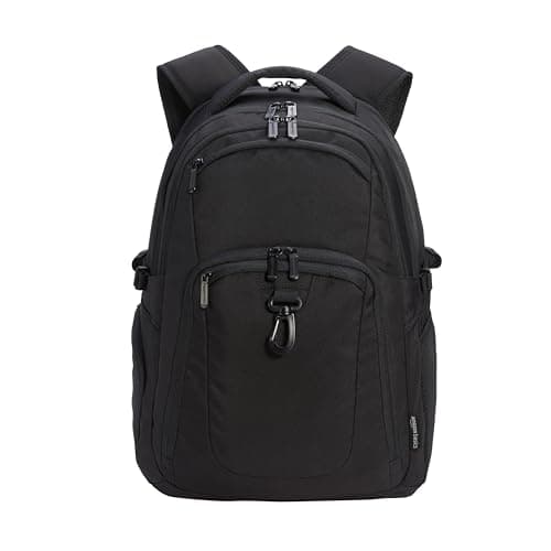 Amazon Basics Travel Laptop Backpack with Multiple Pockets and Compartments for 17 inch Laptop, Water Resistant, Black - image 1