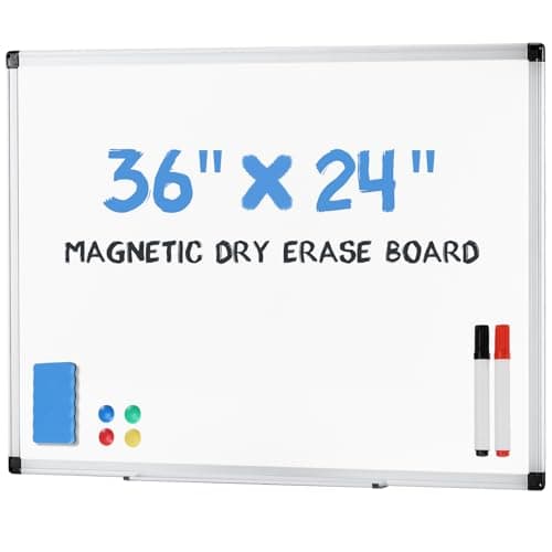 DUMOS Magnetic White Board Kit for Wall 36" x 24"