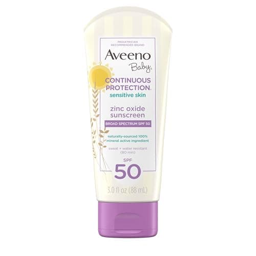 Aveeno Baby Continuous Protection Zinc Oxide Mineral Sunscreen SPF 50, 3 Fl Oz - image 1