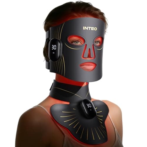 LED Light Mask for Face and Neck, 4 Light Modes Cordless Facial and Neck Skincare Mask