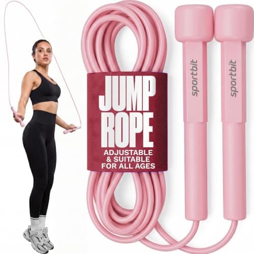 SPORTBIT Adjustable Jump Rope for Fitness and Exercise, Pink