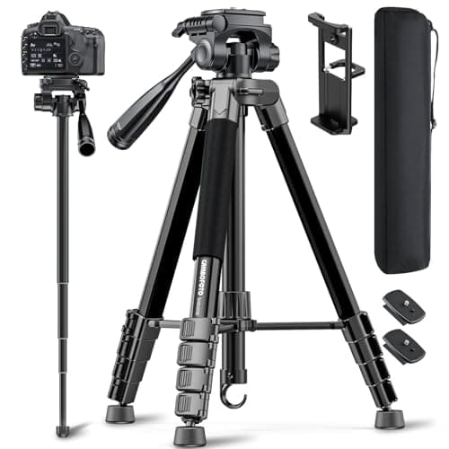 CAMBOFOTO 73" Camera Tripod and Monopod, Aluminum Tripod Stand/Black