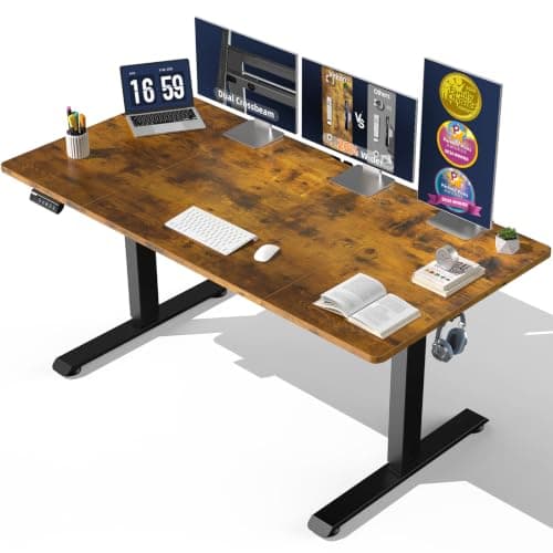 Veken 63"x28" Wider Large Standing Desk, Electric Height Adjustable