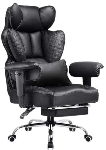 COMHOMA Big and Tall Office Chair Heavy Duty Wide Ergonomic Gaming Chair with Deluxe Embossing Designed Leather with Foot Rest