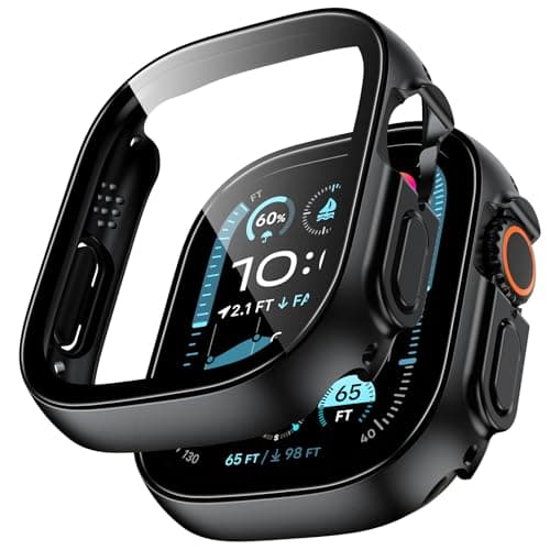 TAURI 2 Pack Hard Case for Apple Watch Ultra 49mm with Tempered Glass - image 1