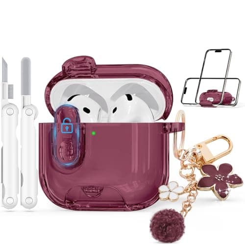 Skyconser for AirPods 4 Case 2024 with Safety Lock,Wine Red - image 1