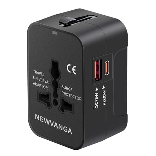 Travel Adapter USB C, Universal All in One Worldwide Travel Adapter Fast Charge GaN PD3.0 Type C USB