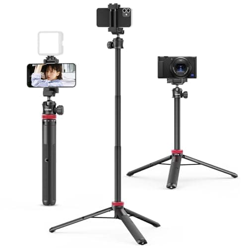 ULANZI MT-44 Extendable Phone Tripod, 59" Selfie Stick Vlog Stand with 2 in 1 Phone Clip