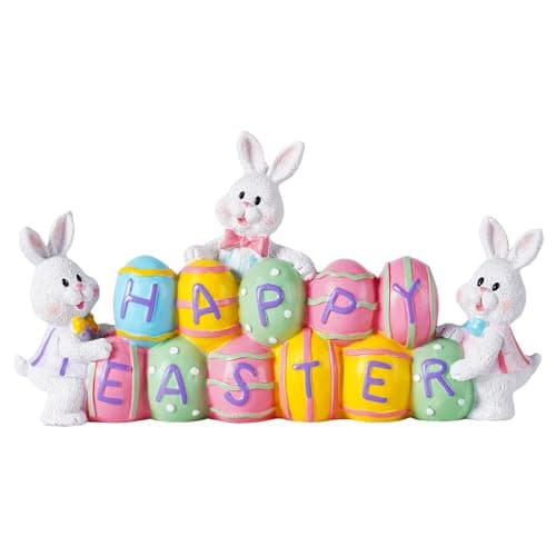 yumhum 3 Bunny Holding Eggs Easter Figurine Centerpiece - image 1