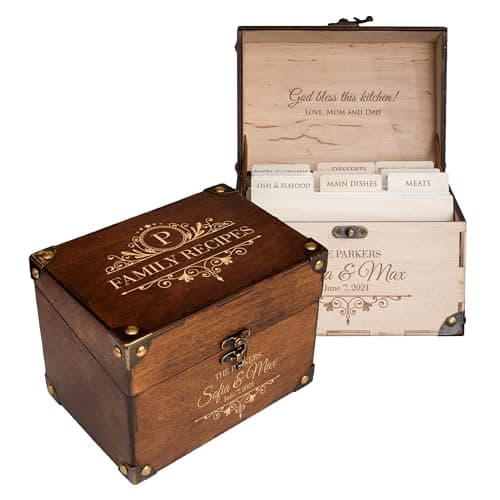 Personalized Recipe Box with Dividers and Custom Name Card - image 1