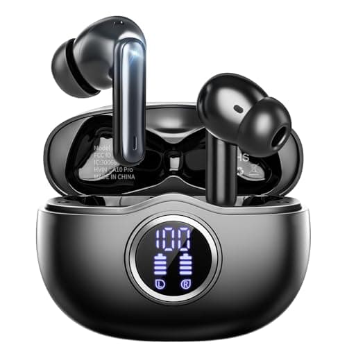 Fhumsh Wireless Earbuds, Bluetooth 5.3 Headphones HiFi Stereo 50H Playback LED Digital Display Ear Buds with ENC Noise Canceling Headset