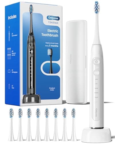 Onlyone Electric Toothbrush for Adults, Rechargeable Electric Toothbrush with 8 Brush Heads