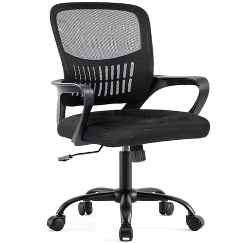 DUMOS Home Office Chair - Ergonomic Mid Back Mesh Desk Chair with Lumbar Support & Rocking Mode