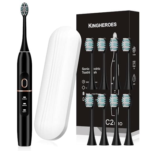 kingheroes Electric Toothbrush Set, Comes with 8 Brush Heads & Travel Case