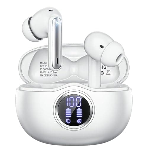 Fhumsh Wireless Earbuds, Bluetooth 5.3 Headphones HiFi Stereo 50H Playback LED Digital Display Ear Buds with ENC Noise Canceling Headset