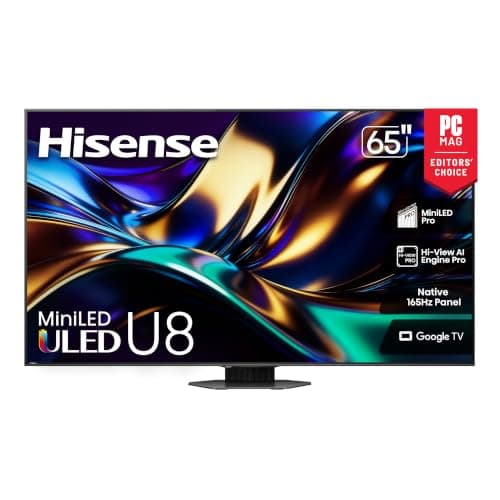Hisense 65 Inch U8 Series ULED Mini-LED 4K UHD Smart Google TV (65U8QG) QLED, Native 165Hz, HDR10+, Dolby Vision IQ, Atmos - image 1