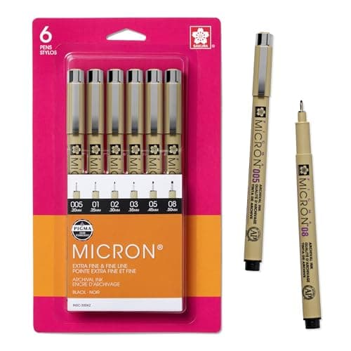 Sakura Pigma Micron Fineliner Pens, 6-Piece Set, Assorted Sizes - image 1