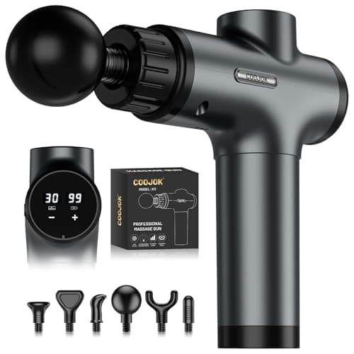 COOJOK® Massage Gun Deep Tissue, Handheld Electric Muscle Massager with 6 Massage Heads
