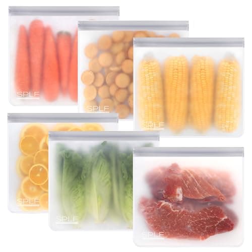 SPLF 6 Pack Leakproof Silicone Reusable Food Storage Bags - image 1