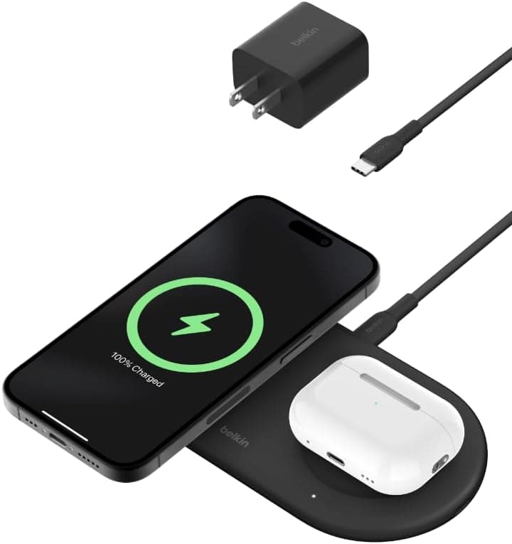 Belkin 2-in-1 Wireless Charging Pad with Qi2 15W