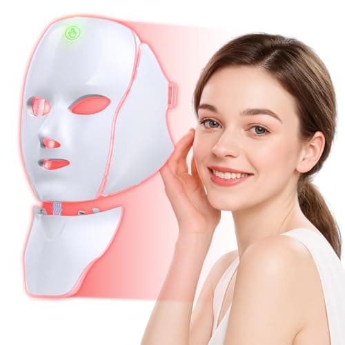Red Light Therapy Mask for Face,7 Custom Modes with Infrared,Cordless LED Face Mask & Neck Mask