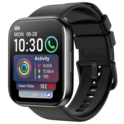 Smart Watch for Men - 1.85" HD 2026 Upgraded Fitness Tracker Bluetooth Call and Text Smartwatch with 7 Day Battery 5 ATM Waterproof Heart Rate Sleep Monitor 130+ Sport Modes for Android & iOS (Black)
