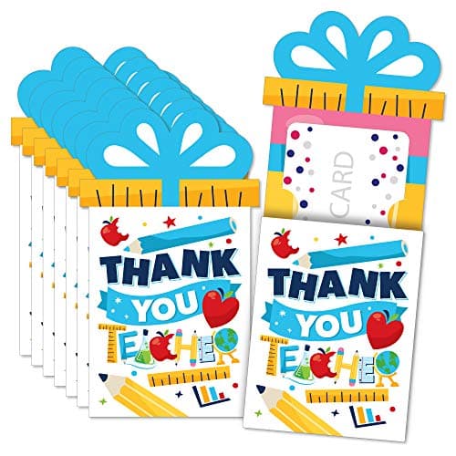 Big Dot of Happiness Thank You Cards for Teachers - Gift Card Sleeves Set of 8 - image 1