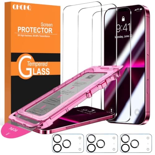 QHOHQ for iPhone 18 Pro Max Screen Protector, 3+3 Pack Tempered Glass with Camera Lens Protectors - image 1