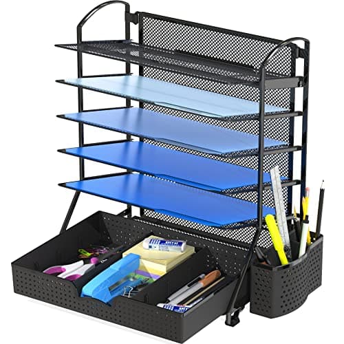Simple Houseware 6-Tier Desk Document File Tray Organizer with Supplies Sliding Drawer - image 1