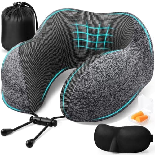 ExploreBliss Travel Pillow, Memory Foam Neck Pillow Airplane