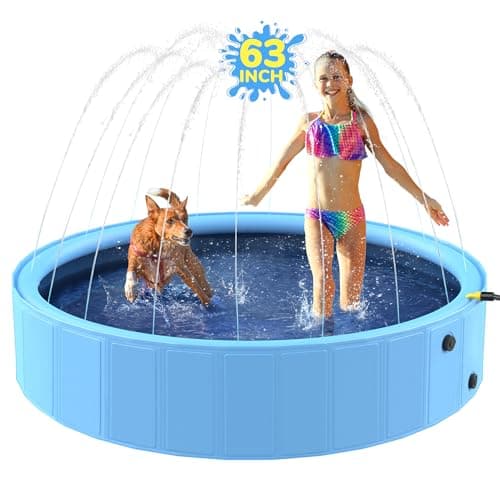 Bilibara Foldable Dog Pool with Sprinkler (63 Inch) - image 1
