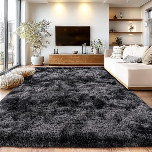 Gorilla Grip Soft Faux Fur Area Rug (4x6, Steel Gray) - image 1
