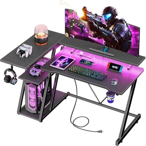 Korfile 40 Inch Gaming Desk with Power Outlet