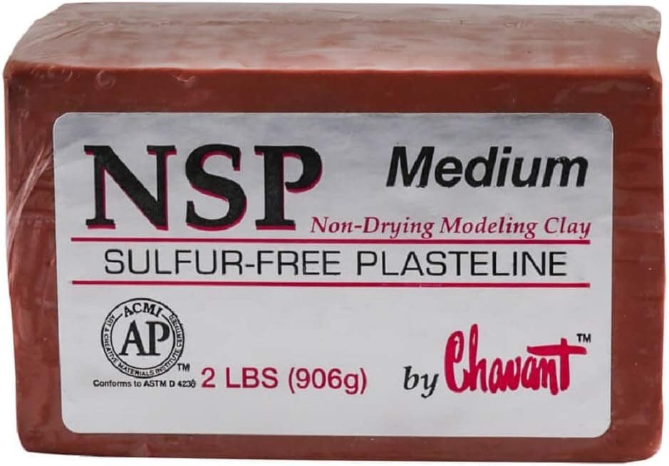 Chavant NSP Medium Professional Oil-Based Sculpting Clay, 2 lb Brick (Brown)