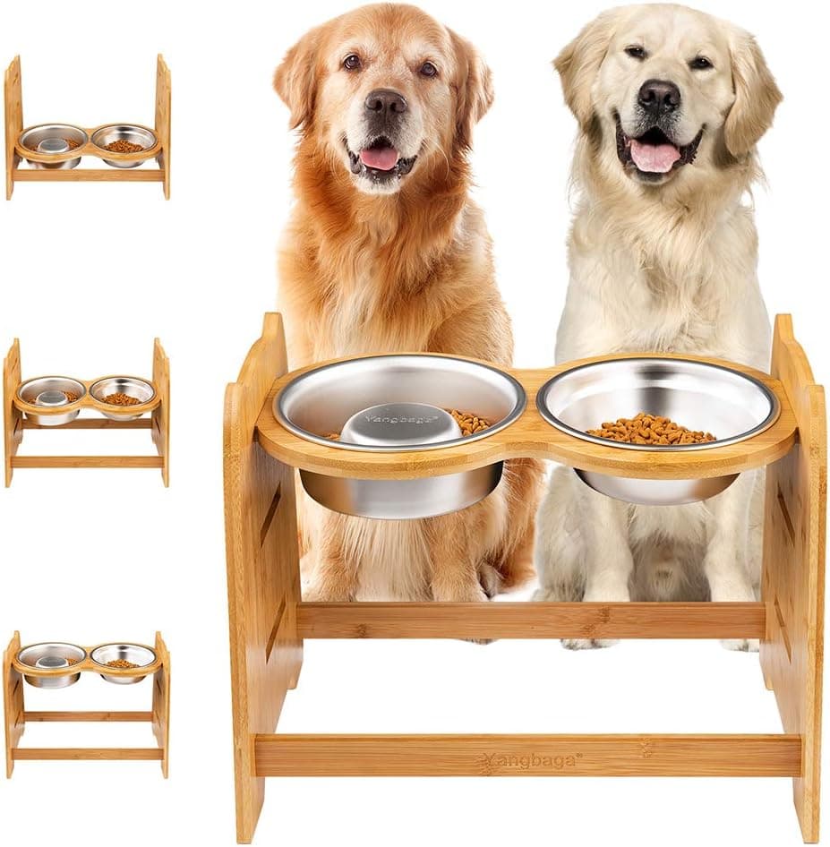 Yangbaga Raised Dog Bowl Bamboo Elevated - image 1