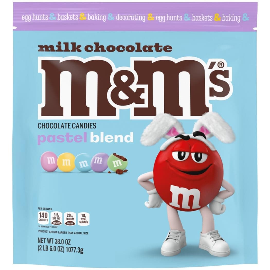 M&M'S Easter Milk Chocolate Candy Pastel Blend, Party Size 38 oz