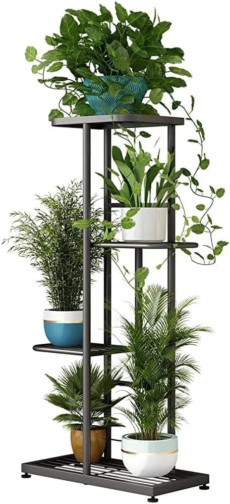 LINZINAR 4-Tier Corner Metal Plant Stand — 5 Potted Display Rack - image 1