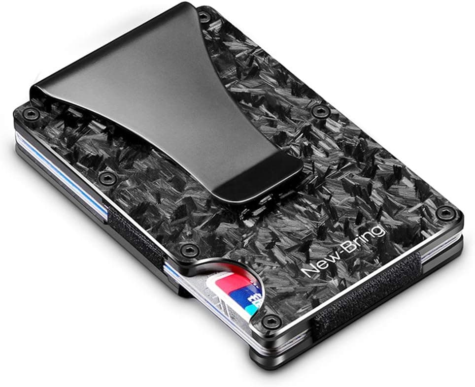 NEW-BRING Forged Carbon Fiber Minimalist Wallet with Money Clip - RFID Blocking - image 1