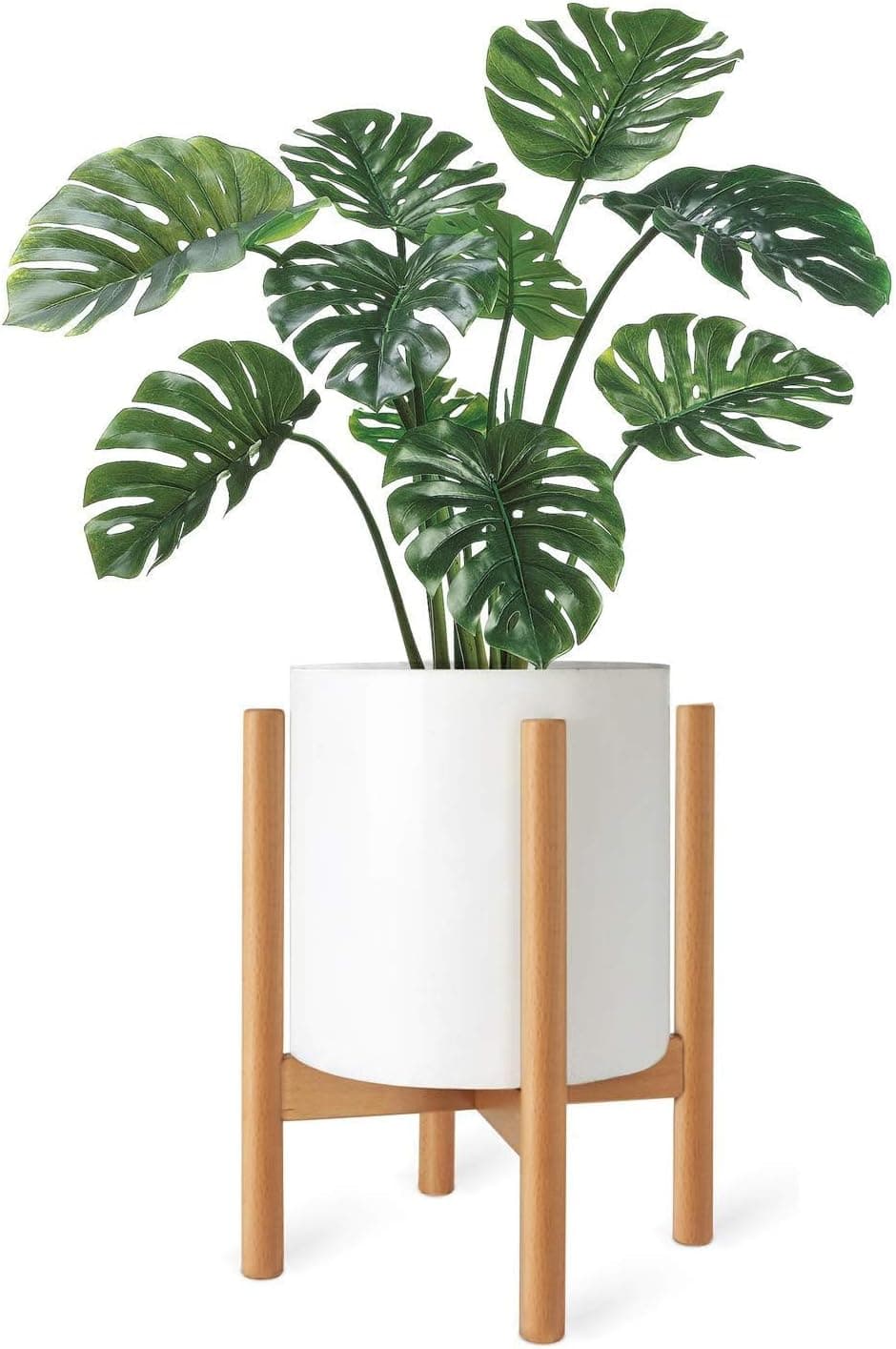 Mkono Mid Century Wood Plant Stand — Single Pot Holder, Up to 10 Inch - image 1