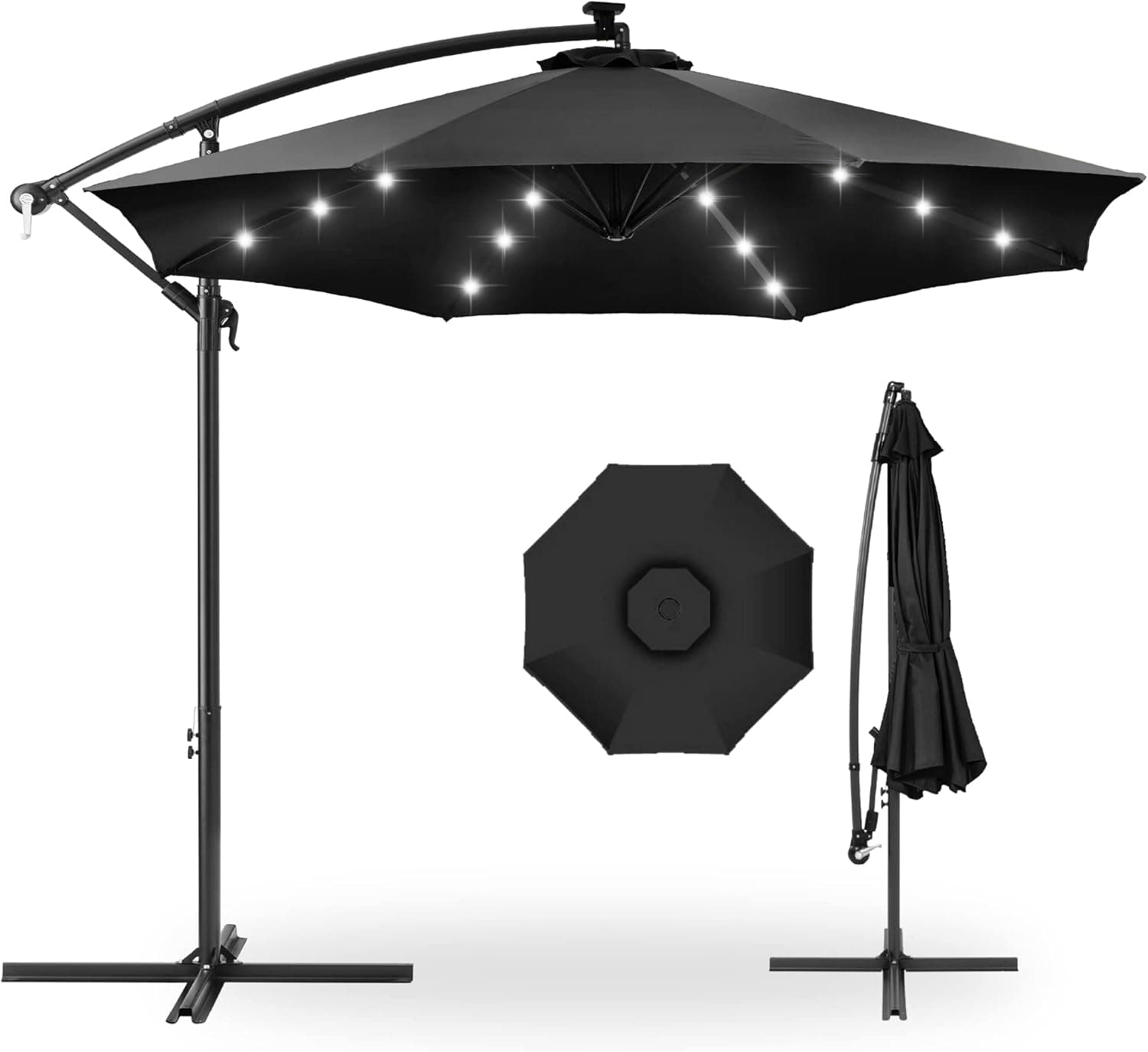 Best Choice Products 10ft Solar LED Offset Hanging Market Patio Umbrella with Easy Tilt - image 1