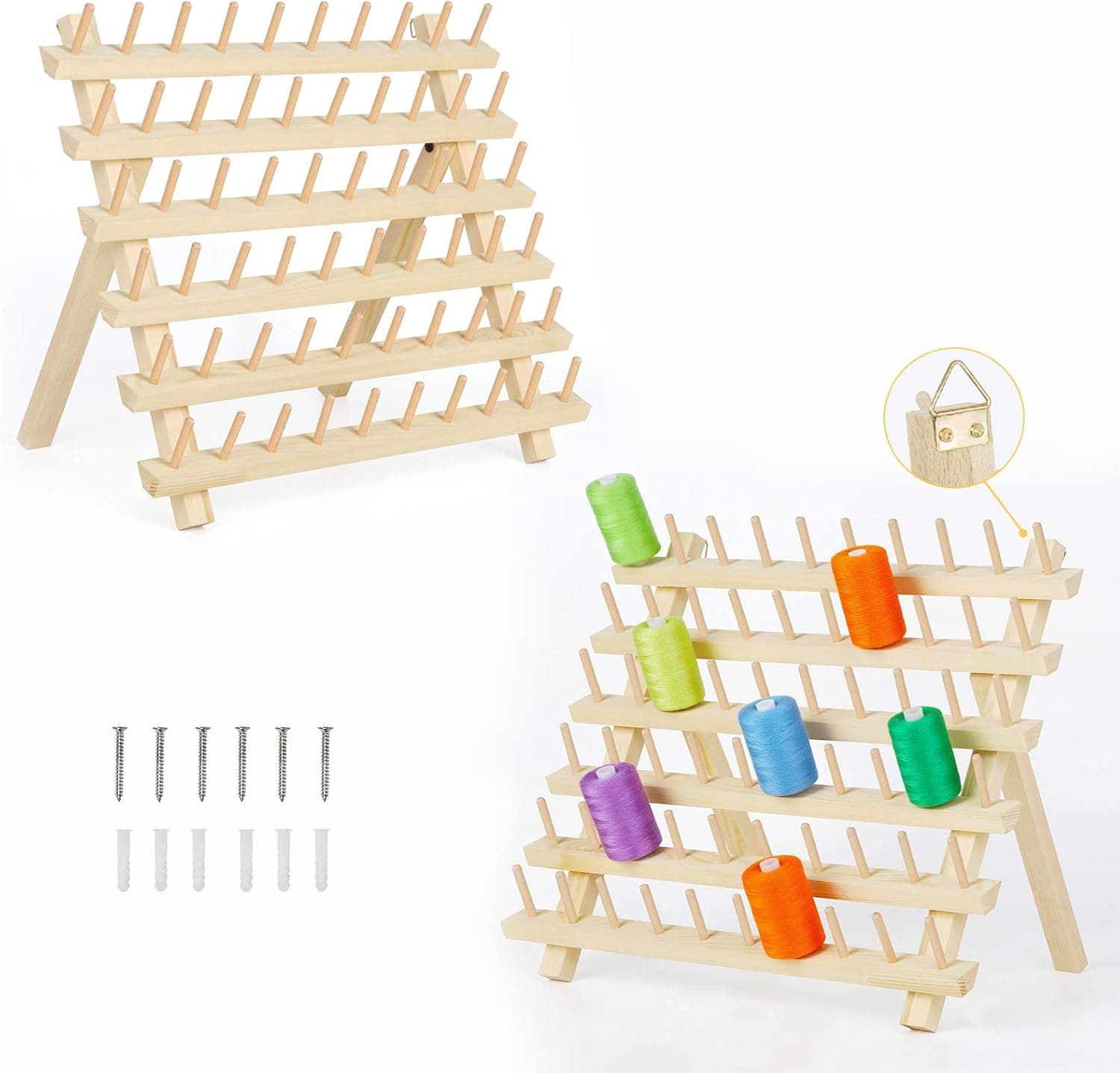 HAITRAL 60-Spool Wooden Thread Rack Organizer (2-Pack)