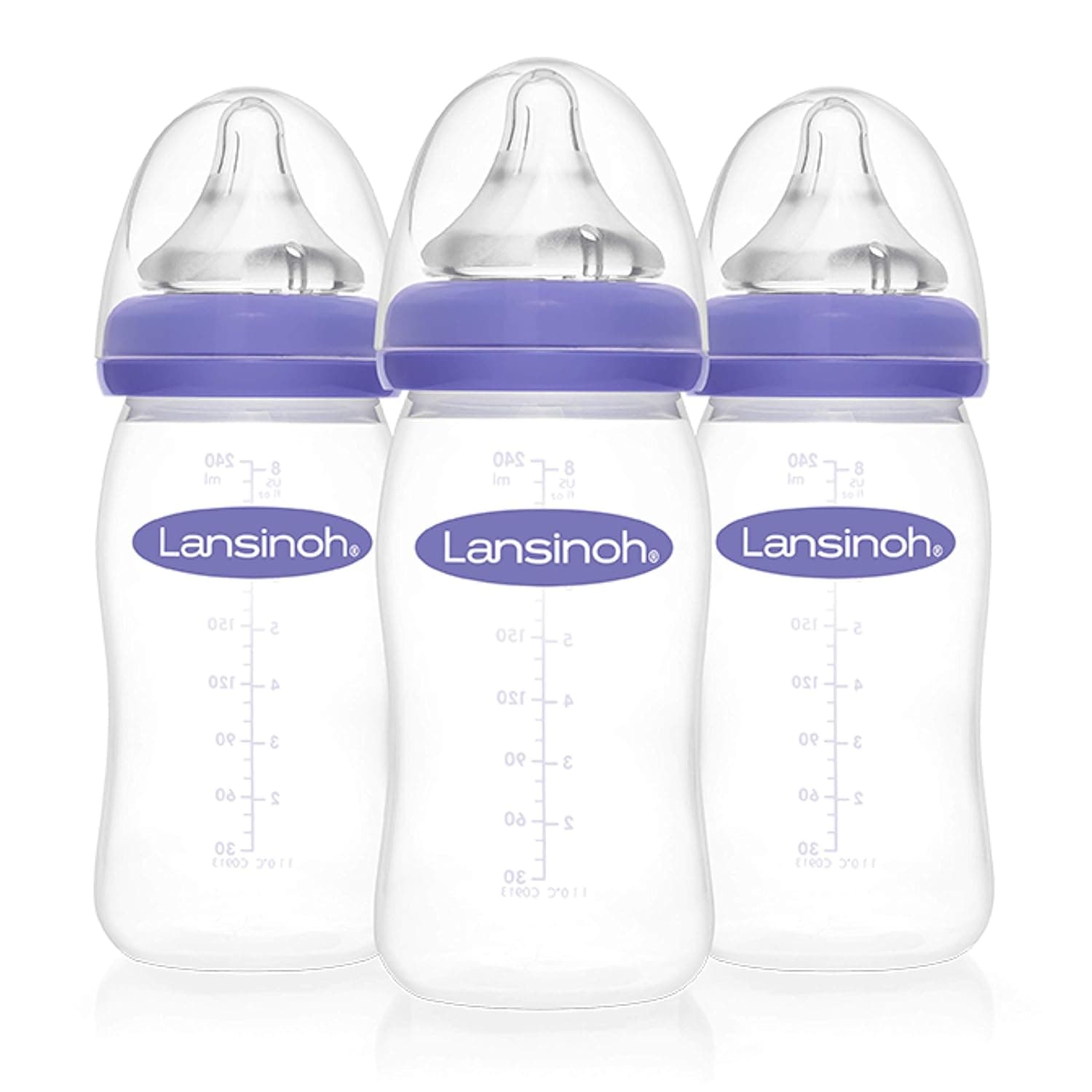 Lansinoh Anti-Colic Baby Bottles with NaturalWave Nipple (8 oz, 3-Pack) - image 1