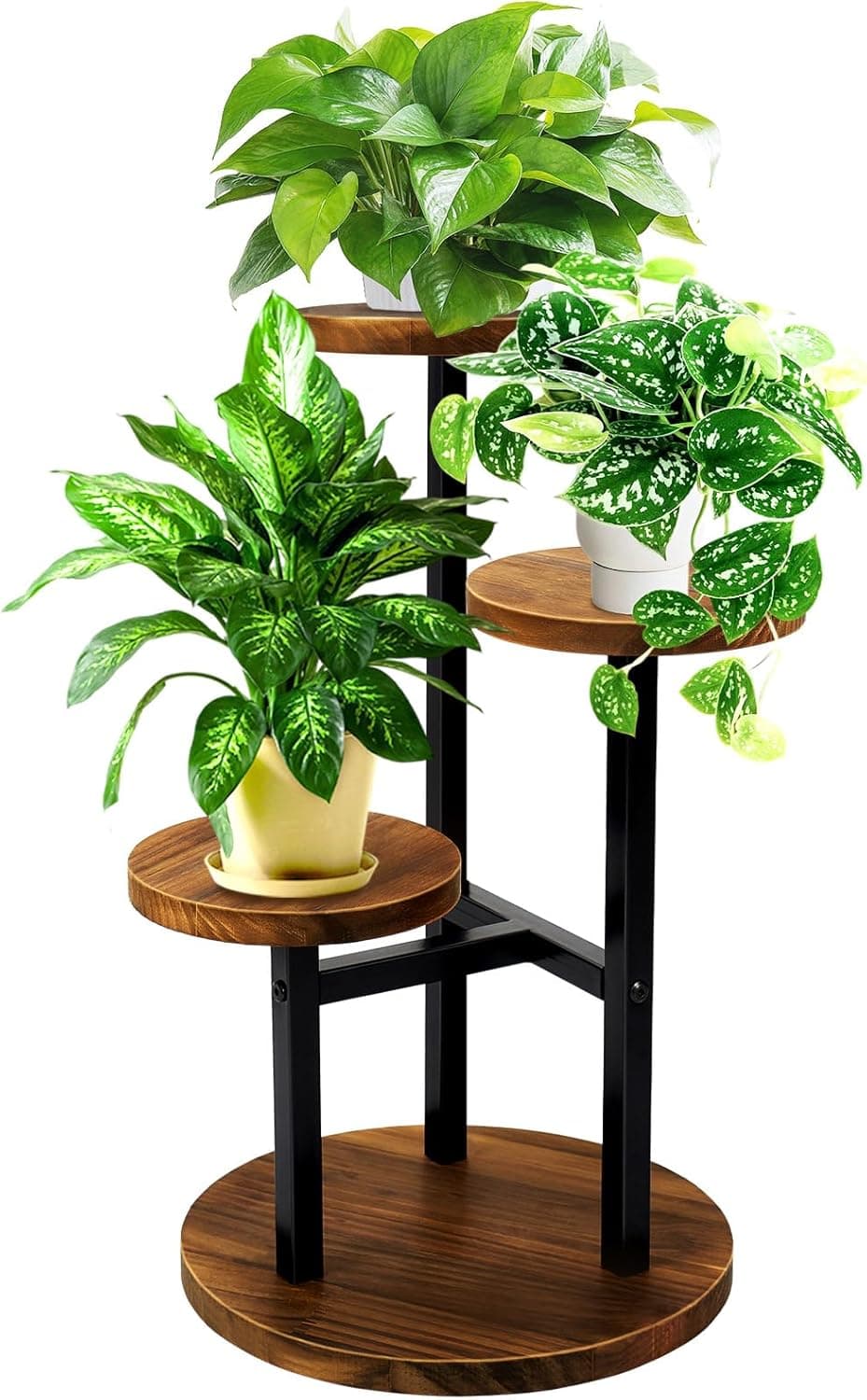 GEEBOBO 3-Tier Metal Wood Plant Stand — Corner Flower Shelf for Living Room - image 1
