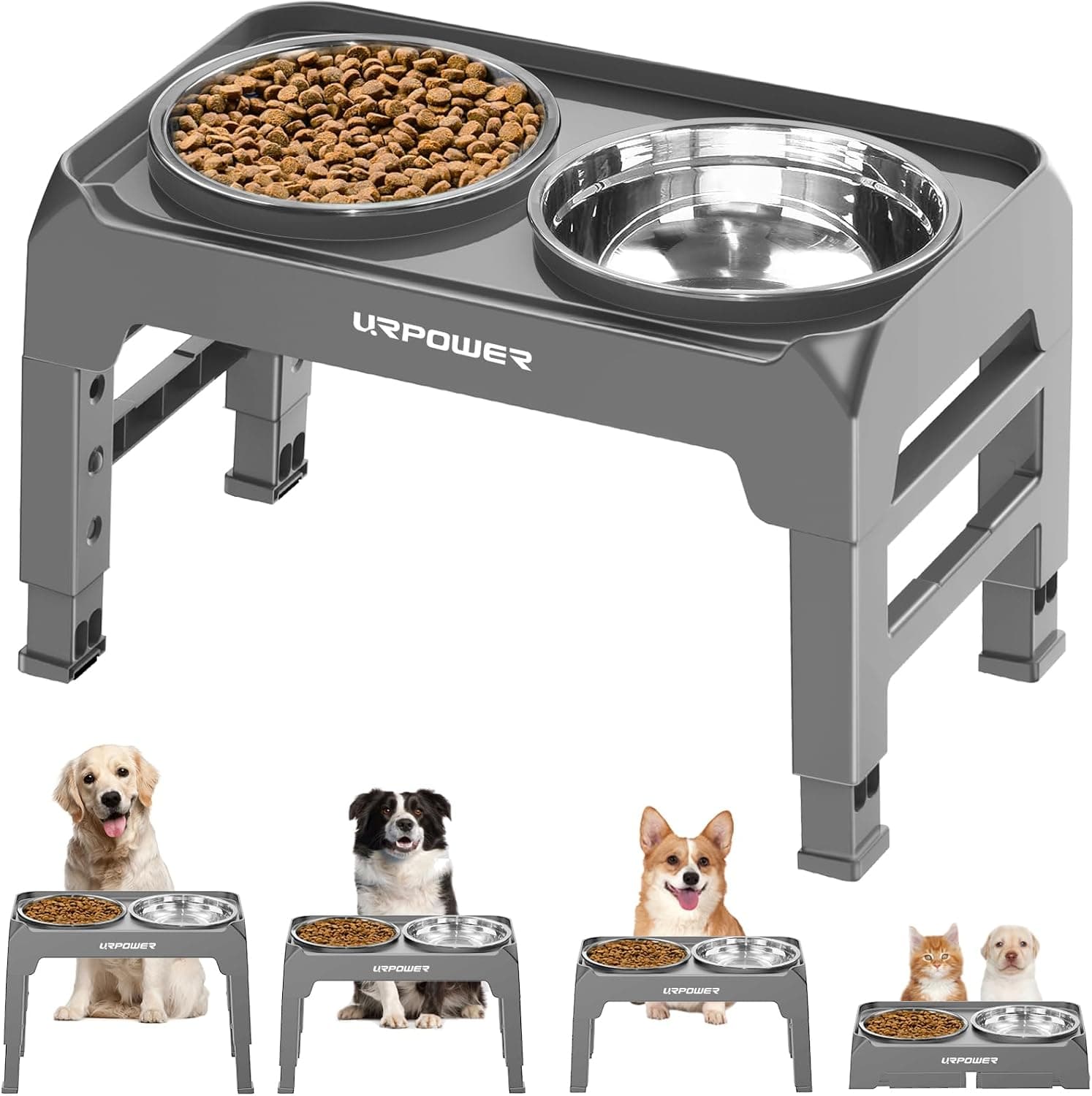 URPOWER Elevated Dog Bowls 4 Height Adjustable - image 1