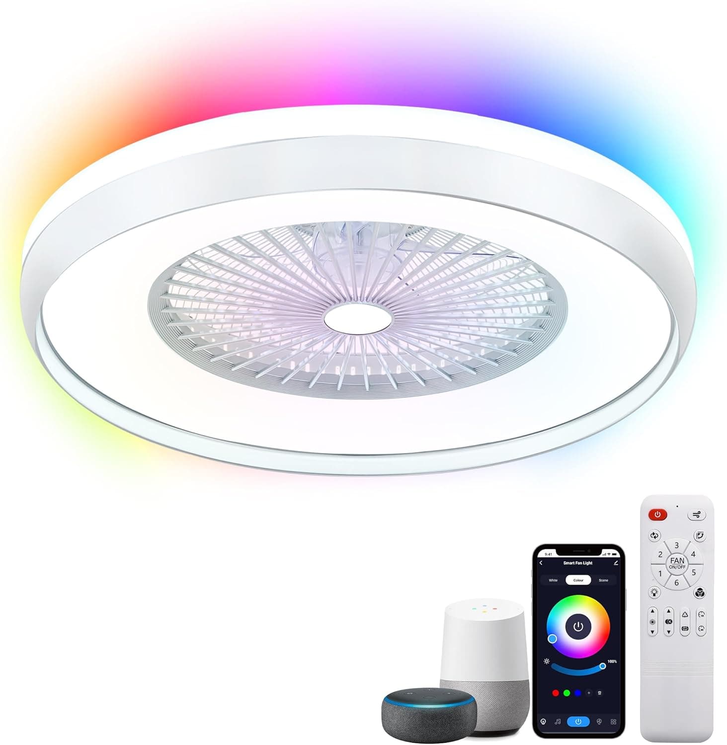 KAMLAM 24" Smart Bladeless Ceiling Fan with RGB Ambient Light - image 1