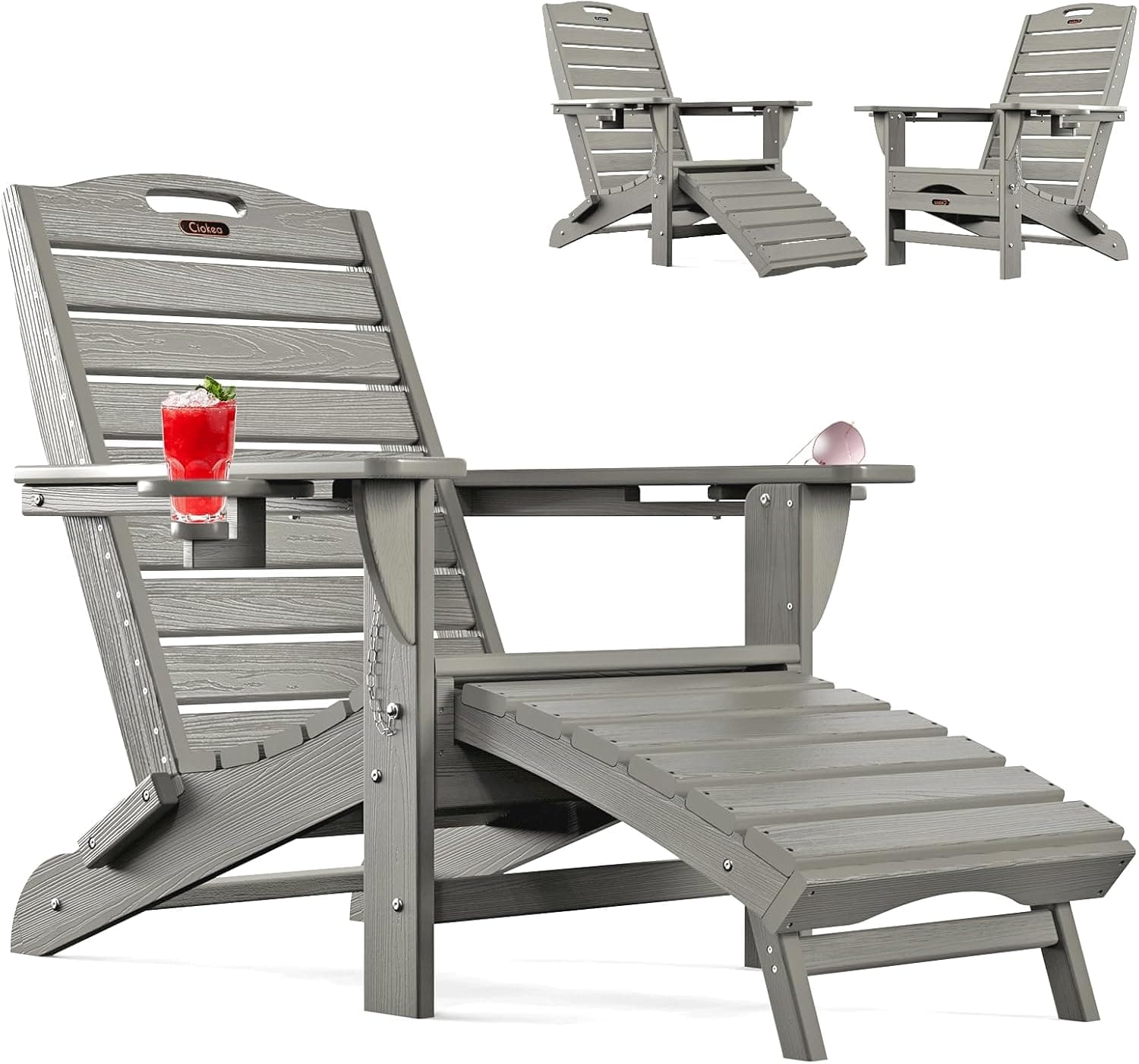 Ciokea Folding Adirondack Chair with Retractable Ottoman - image 1